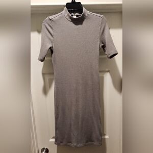 Gray Ribbed Knit Dress